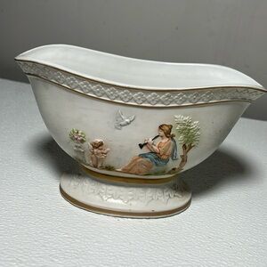 Vintage Athena C-8604 Porcelain Bisque Hand Painted Cherub Planter Made Japan